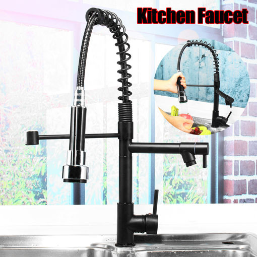 Picture of Oil Rubbed Bronze Kitchen Sink Faucet Single Handle Pull Down Sprayer Mixer Tap