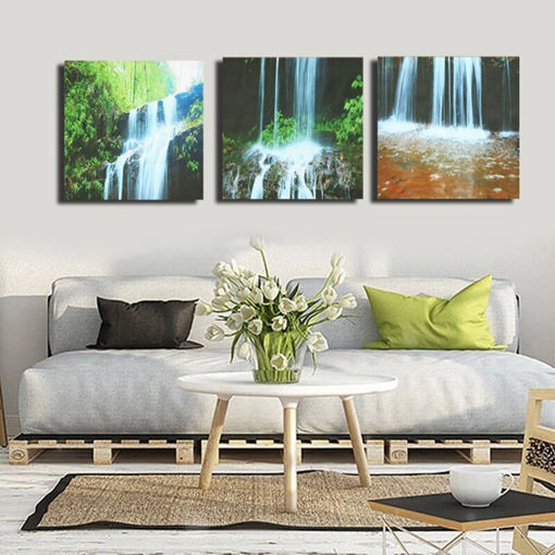 Picture of 3 Cascade Large Waterfall Framed Print Painting Canvas Wall Art Picture Home Decorate Living Room