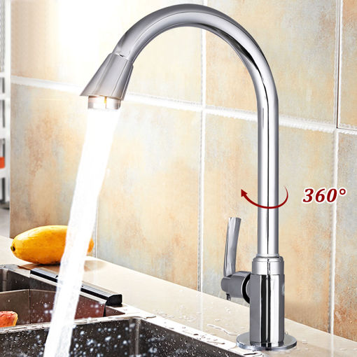 Picture of Stainless Steel Single Lever 360 Rotation Spout Kitchen Home Cold Water Faucet
