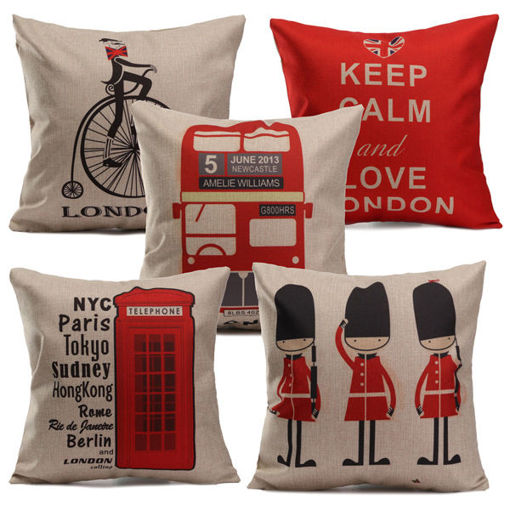Picture of British Style Printed Pillows Cases Home Bedroom Sofa Decor Cushion Cover