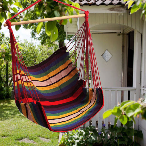 Picture of Garden Patio Hanging Thicken Hammock Chair Indoor Outdoor Cotton Swing Cushion Seat