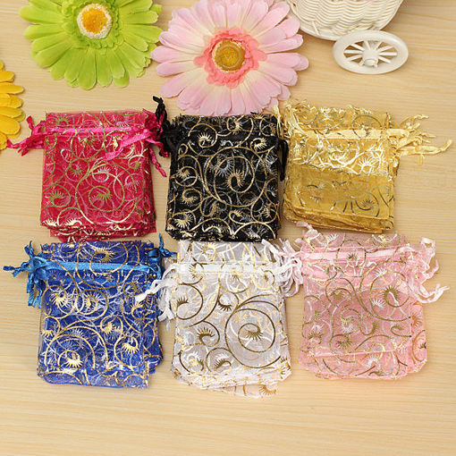 Picture of 100PCS Organza Gift Pouch Jewelry Gift Candy Bag Packing Drawable Wedding Party Gift Bags