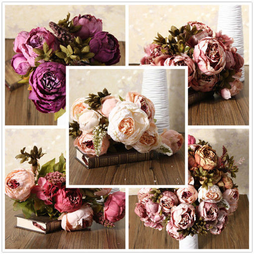 Picture of Artificial Peony Bouque Silk Flowers Home Room Party Wedding Garden Decoration