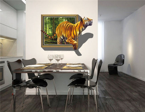 Picture of 3D Removable Tiger Wall Decal Wall Stickers Home Bedroom Wall Background Decoration