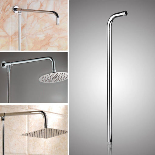Picture of 50x10cm Stainless Steel Silver Shower Head Bracket Wall Mounted Tube Bathroom Accessories