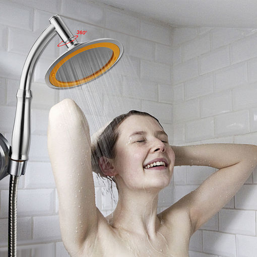 Picture of 6 Inch Round Rainfall Shower Head Set Bathroom Sprayer Adjustable Extension Arm