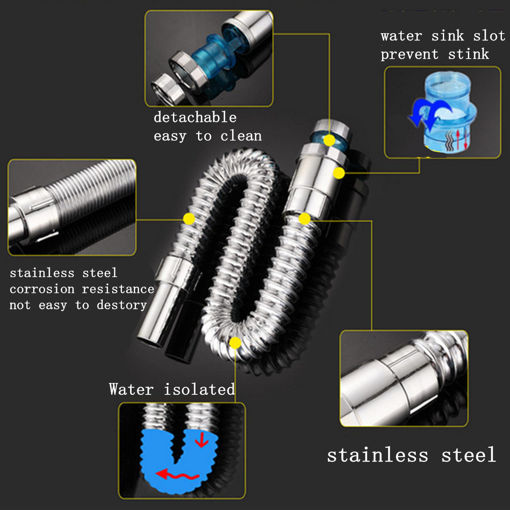Picture of Stainless Steel Bathroom Anti-odor Sink Basin Water Drain Hose Pipe Tube