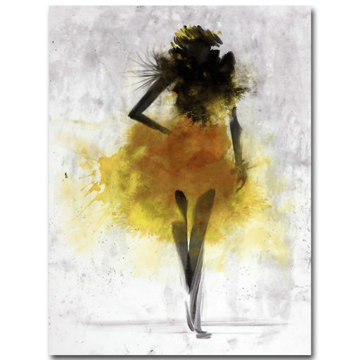 Picture of Fashion Yellow Girl Minimalist Abstract Art Canvas Oil Print Paintings Framed/Unframed