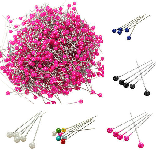 Picture of 800Pcs Round Pearl Head Pins Weddings Corsage Sewing Pin