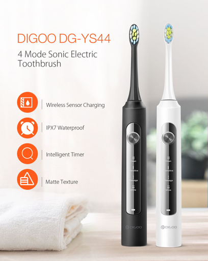 Immagine di Digoo DG-YS44 4 Brush Mode Sonic Electric Toothbrush Smart Timer Wireless USB Rechargeable