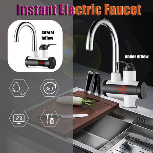 Picture of 3000W Instant Electric Faucet Under Inflow/Lateral Inflow Kitchen Hot Water Heater Tap