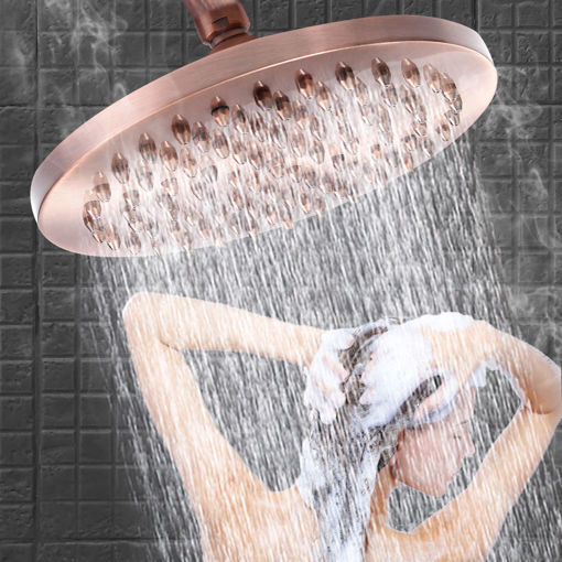 Immagine di 8 Inch Bathroom Rain Shower Head Antique Red Copper Round Vintage Retro Shower Head