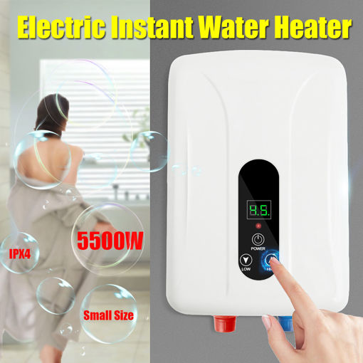 Picture of 5.5KW Tankless Instant Electric Hot Water Heater Boiler Kitchen Bathroom Shower Set
