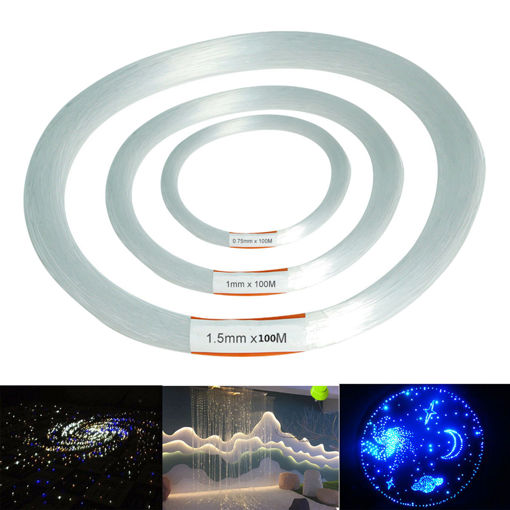 Picture of 100m PMMA Clear Plastic Fiber Optic Cable End Grow Led Light Decorations 0.75 / 1 / 1.5mm