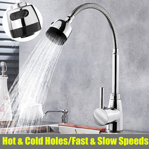 Immagine di Kitchen Bathroom Spout Faucet 360 Rotate Pull out Sprayer Hot Cold Water Mixer Tap
