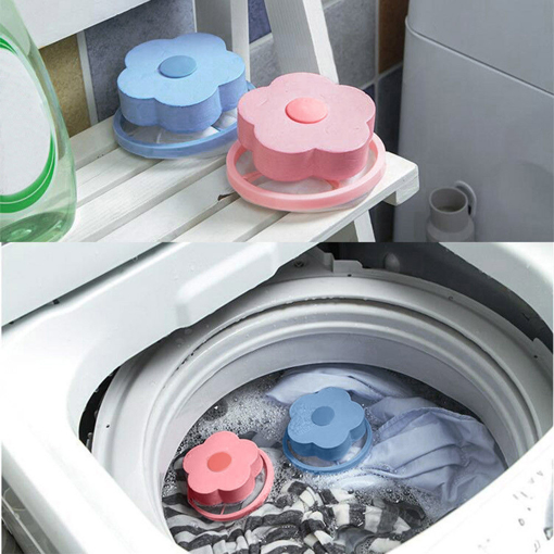 Picture of Honana Home Flower Shape Washing Machine Cleaning Accessory Lint Hair Filter Remove Tool Mesh Bag