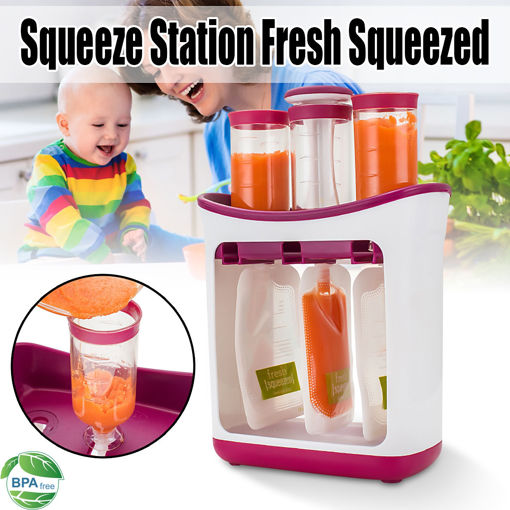 Immagine di Infant Baby Feeding Food Squeezer Station Homemade Toddler Fruit Maker Dispenser