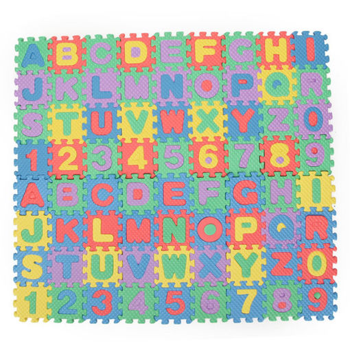Picture of 72pcs Baby Kids Mini EVA Foam Alphabet Letters Number Mat 3D Puzzles Educational Toys