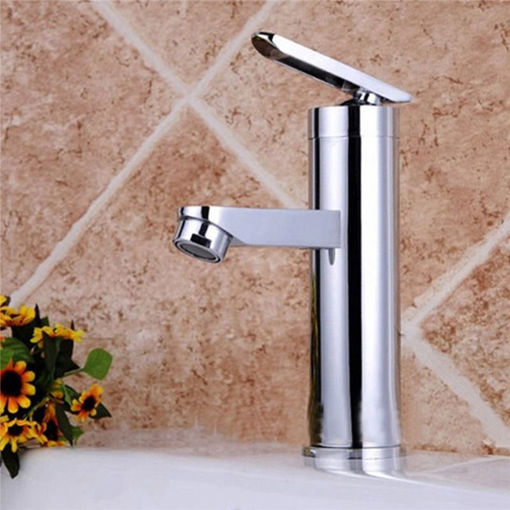 Picture of Bathroom Kitchen Basin Faucet Single Handle Deck Mounted Faucets Hot & Cold Water Mixer Taps