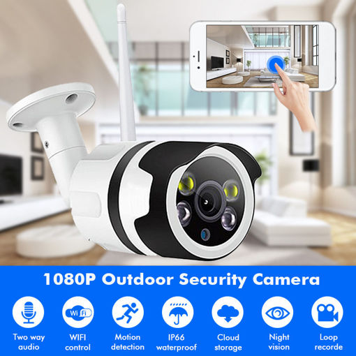 Immagine di Security IP Camera 1080P Wireless IP Surveillance Camera 200W 98ft Night Vision Bullet Baby Monitor Two-Way Audio Waterproof Moving Detect