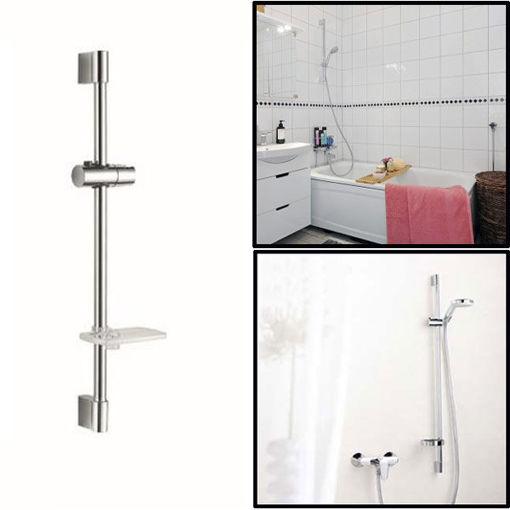 Picture of Bathroom Shower Head Lifting Rod Set with Soap Dish And Shower Head Holder