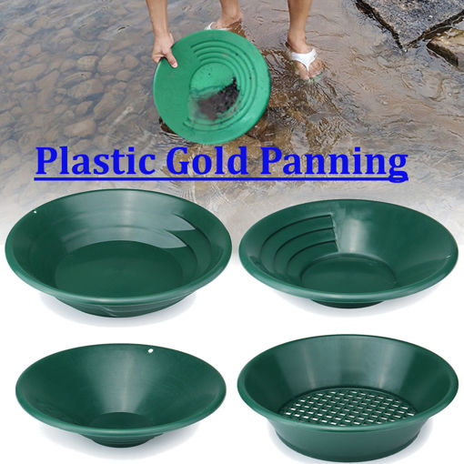 Picture of 4PCS Wash Panning Gold Pan Green Large Gold Classifier Screen Gold Pan Panning Tools Kit