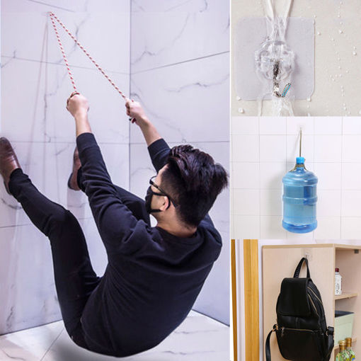Immagine di Honana HN-31 6PCs Strong Transparent Sticky Wall Hooks Hanger for Kitchen Bathroom Holder