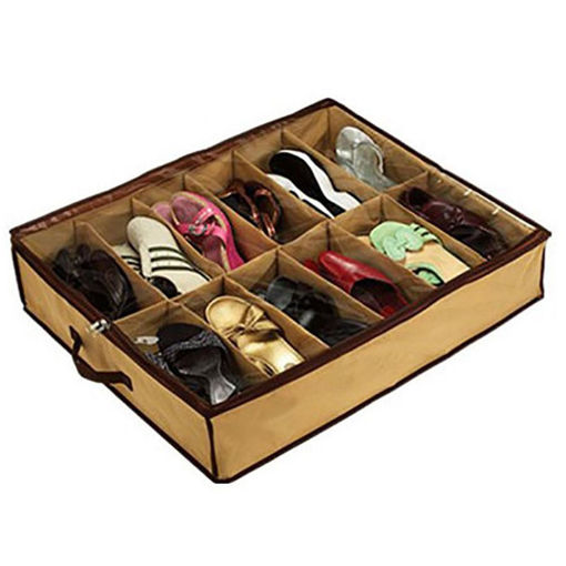 Immagine di 12 Pairs Shoes Storage Box Under Bed Closet Storage Baskets
