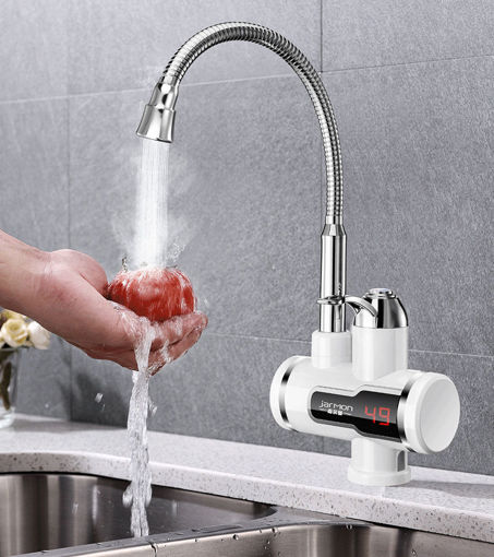 Immagine di 220V 3000W Tankless Instant Heating Sink Tap 360 Digital Display Electric Water Heater Faucet EU