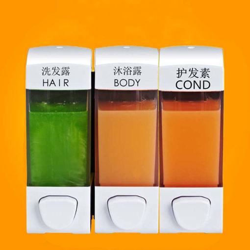 Picture of Bathroom Triple Shower Gel Body Lotion Conditioner Shampoo Liquid Soap Dispenser
