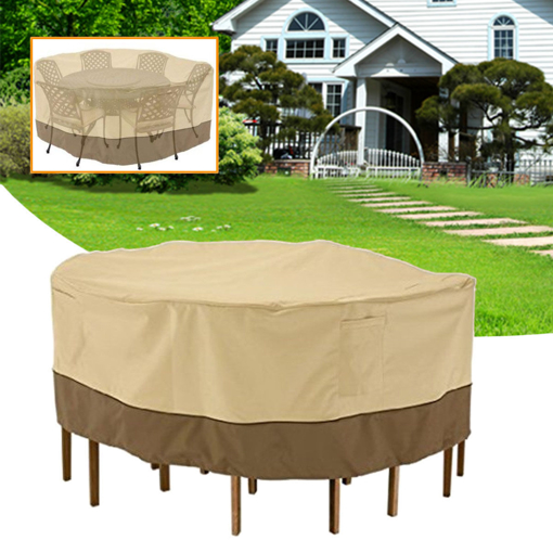 Picture of Garden Round Waterproof Table Cover Patio Outdoor Furniture Set Shelter Protection
