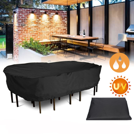 Immagine di Garden Patio Furniture Winter Cover Waterproof Large Rectangular Table Chair Covers