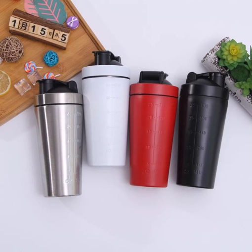 Immagine di 750ML Double Wall Water Bottle Stainless Steel Vacuum Flask Thermos Bottle Protein Shaker Cup