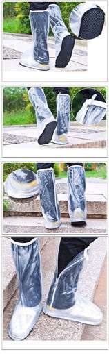 Immagine di Men Women Rain Shoes Cover Waterproof High Boots Flats Slip Resistant Overshoes Rain Gear