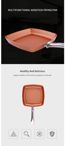 Immagine di Copper Chef Square Frying Pan Aluminum Alloy Striped Frying pan Food Grade Physical Nonstick