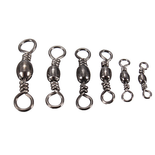 Picture of 100Pcs Fishing Barrel Bearing Rolling Swivel Rings Fishing Tackle Connector #3 #4 #6 #8 #10 #12