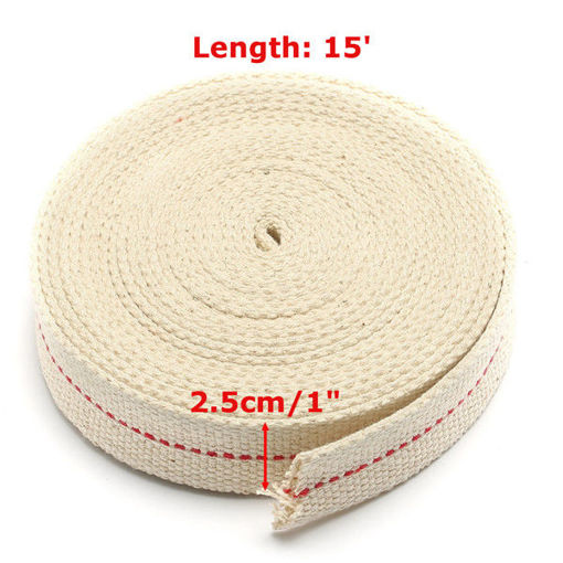 Immagine di 1 Inch Flat 15 Foot Cotton Wick For Oil Lamps and Lanterns 4.5M Length