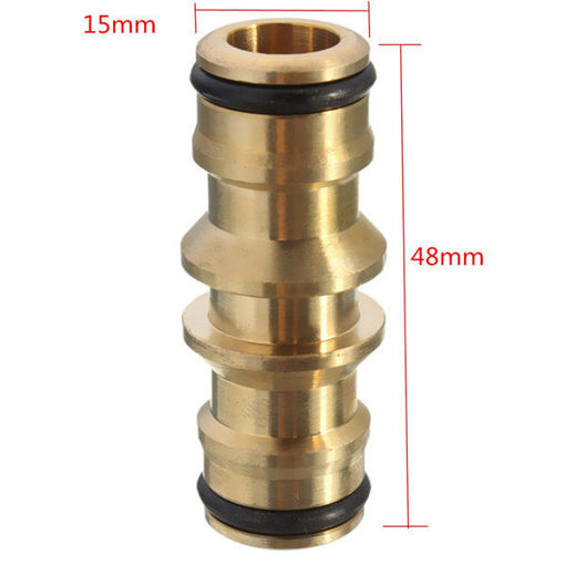 Picture of Brass Two-way Quick Joint  Hose Connector Fitting For Wash Car Pipe Garden Water Hose