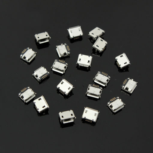Picture of 20Pcs Micro USB Type B Female Socket 5 Pin SMT SMD DIP Jack Connector Port