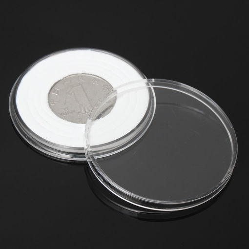 Picture of 20Pcs Clear Round Coins Holder 46mm Capsules Stroage Case Box Container Display Collection