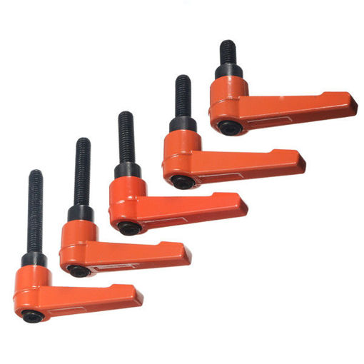 Immagine di M6 Male Thread Machinery Adjustable Clamp Handle Lever Metalworking Orange