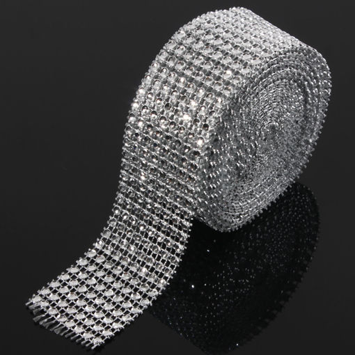 Immagine di Wedding Diamond Mesh Roll Sparkle Rhinestone Crystals Ribbon Decor
