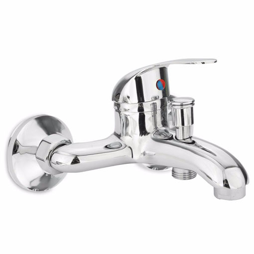 Immagine di Chrome Bathroom Mixer Faucet Tap Bathtub Shower Head Hot Cold Mixing Vavle Knob Spout Wall Mount