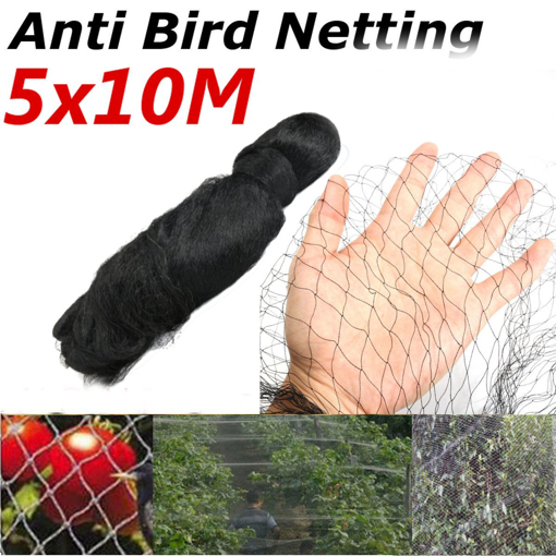Immagine di 5x10m Anti Birds Netting Pond Black Net Protect Crops Plant Fruit Garden Mesh Bird Net