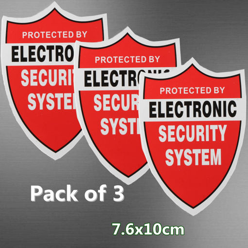Immagine di 3Pcs SECURITY SYSTEM DECALS Decor Sticker Decal Video Warning CCTV Camera Home Alarm