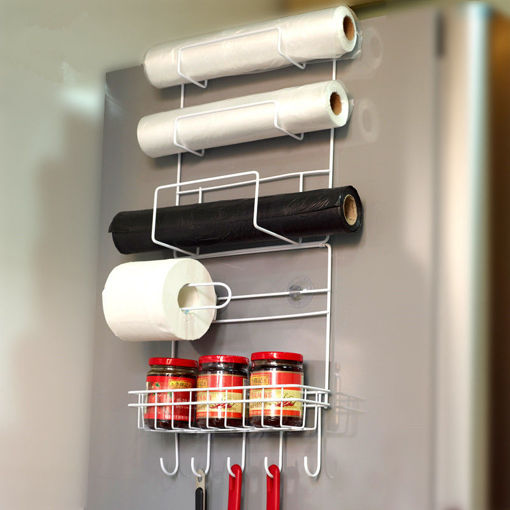 Picture of Refrigerator Side Storage Rack Space Saver Kitchen Storage Wrap Rack Organizer Fridge Accessories