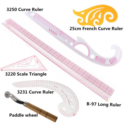 Picture of Set 5 Style Tailor Clear Sewing Ruler Comma Line Grading French Curve Measure