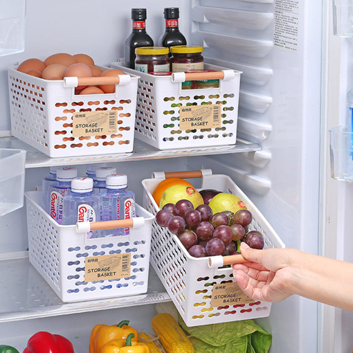 Picture of Plastic Kitchen Refrigerator Basket Fridge Storage Rack Freezer Shelf Holder Bathroom Desktop Storag