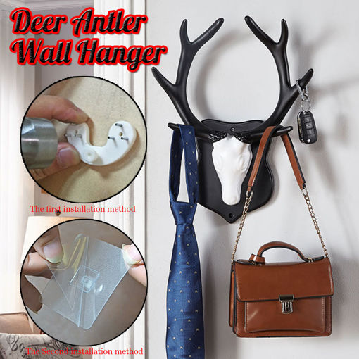 Picture of 2 Kinds Vintage Deer Antler Hook Rack Home Decorative Wall Hat Coat Hanging Cloth Hanger