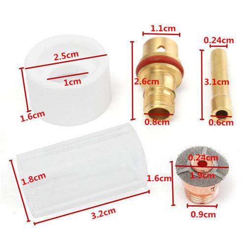Picture of 5pcs 3/32 Inch TIG Welding Gun Accessories Copper Mouth Glass Cover For WP-17/18/26 Series